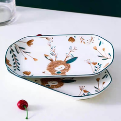 Creative New Rectangular Fish Plate, Cute Style Tableware, Ceramic Plate, Dish Plate, Large Household Steamed Fish Plate Creative New Rectangular Fish Plate, Cute Style Tableware, Ceramic Plate, Dish Plate, Large Household Steamed Fish Plate