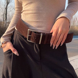 Duka Dan 2025 New Wide Belt for Women, Suede Brown, Vintage Versatile Decorative Belt for Dresses, Genuine Leather Thick Belt Duka Dan 2025 New Wide Belt for Women, Suede Brown, Vintage Versatile Decorative Belt for Dresses, Genuine Leather Thick Belt