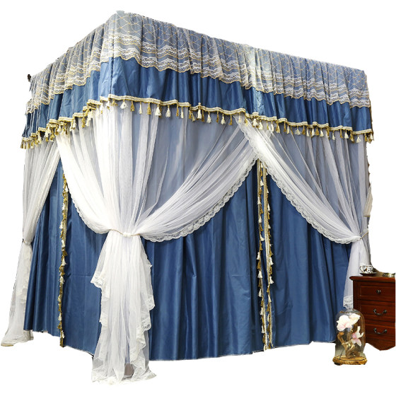 Court floor to ceiling bed curtain, light blocking mosquito net bracket, household integrated fully enclosed, encrypted and thickened bed curtain, dust-proof roof cloth Court floor to ceiling bed curtain, light blocking mosquito net bracket, household integrated fully enclosed, encrypted and thickened bed curtain, dust-proof roof cloth
