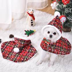 Cross-Border Foreign Trade Cat Christmas Plaid Hooded Cloak Dog Clothes Teddy Small Dog Pet Supplies Cross-Border Foreign Trade Cat Christmas Plaid Hooded Cloak Dog Clothes Teddy Small Dog Pet Supplies