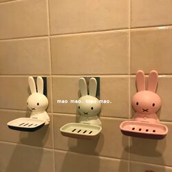 Creative cute bunny drain soap box bathroom punch-free wall-mounted soap storage rack household soap box Creative cute bunny drain soap box bathroom punch-free wall-mounted soap storage rack household soap box