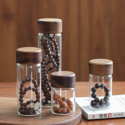 Moisture-Proof Storage Jar, Sealed Jar for Buddhist Beads, Walnut Bracelets, Bead Cultivation Jar, Wooden Lid, Glass Display and Storage Jar Moisture-Proof Storage Jar, Sealed Jar for Buddhist Beads, Walnut Bracelets, Bead Cultivation Jar, Wooden Lid, Glass Display and Storage Jar