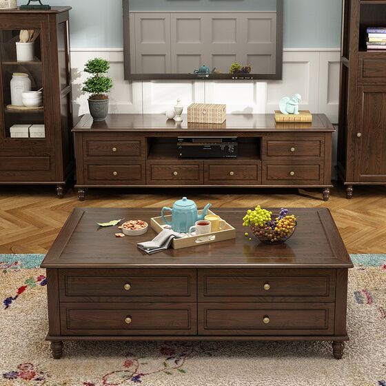American country solid wood tea table ash simple European living room multi-functional tea table retro storage tea table tea table
American country solid wood tea table ash simple European living room multi-functional tea table retro storage tea table tea table