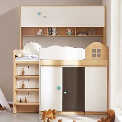 Multifunctional storage children's half-height bed and under-bed cabinet storage storage bed small apartment with desk integrated mid-high bed Multifunctional storage children's half-height bed and under-bed cabinet storage storage bed small apartment with desk integrated mid-high bed