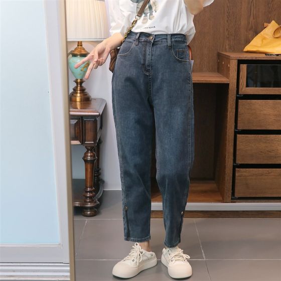 Straight jeans early autumn new large-size women's clothing, high-waist elastic huge slimming cigarette pants 200*0.5kg loose pants
Straight jeans early autumn new large-size women's clothing, high-waist elastic huge slimming cigarette pants 200*0.5kg loose pants