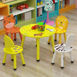 Children's table and chair set kindergarten handmade game toy table cartoon stool baby learning table combination solid wooden legs Children's table and chair set kindergarten handmade game toy table cartoon stool baby learning table combination solid wooden legs