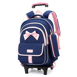 Primary and secondary school students' trolley schoolbags for girls in grades 3-5-6-9, boys, large capacity, children can climb stairs and dual-purpose Primary and secondary school students' trolley schoolbags for girls in grades 3-5-6-9, boys, large capacity, children can climb stairs and dual-purpose