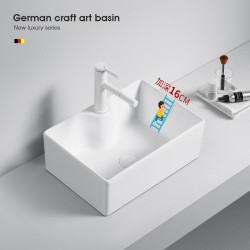 Deepened Countertop Basin Household Splash-Proof Wash Basin Square Balcony Laundry Basin Bathroom Ceramic Integrated Art Basin Deepened Countertop Basin Household Splash-Proof Wash Basin Square Balcony Laundry Basin Bathroom Ceramic Integrated Art Basin
