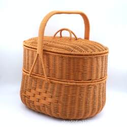 Large rattan double layer portable picnic basket Large rattan double layer portable picnic basket
