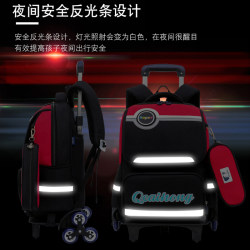 Children's trolley schoolbag for boys in grades three to six, large capacity, waterproof, six-wheel climbing, back pull, dual-purpose boy Children's trolley schoolbag for boys in grades three to six, large capacity, waterproof, six-wheel climbing, back pull, dual-purpose boy