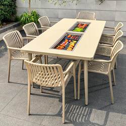 Outdoor Barbecue Table Leisure Chair Terrace House Waterproof Sunscreen Ironwork Yard Outdoor Garden Courtyard Table and Chair Outdoor Barbecue Table Leisure Chair Terrace House Waterproof Sunscreen Ironwork Yard Outdoor Garden Courtyard Table and Chair