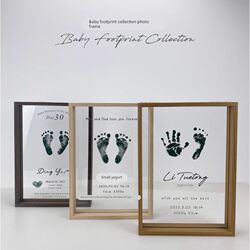 Baby handprints and footprints, baby one hundred days old, European-style souvenirs, hand and footprints, transparent photo frame, newborn gift Baby handprints and footprints, baby one hundred days old, European-style souvenirs, hand and footprints, transparent photo frame, newborn gift