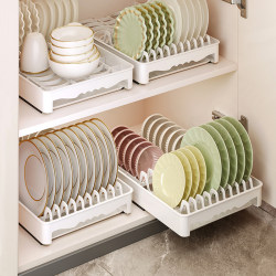 Cabinet built-in dish storage rack kitchen pull-out punch-free dish basket drawer-type dish rack plate storage rack Cabinet built-in dish storage rack kitchen pull-out punch-free dish basket drawer-type dish rack plate storage rack