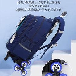 Trolley schoolbag primary school boy 6-12 years old children 1-3-6 grade six-wheel stair climbing trolley case for girls Trolley schoolbag primary school boy 6-12 years old children 1-3-6 grade six-wheel stair climbing trolley case for girls