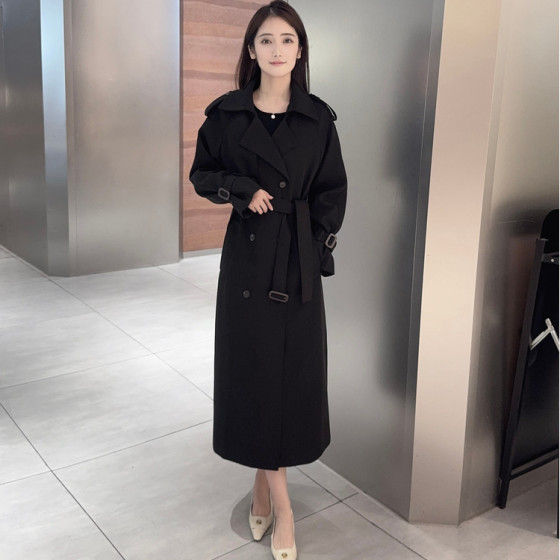 Black windbreaker jacket for women with high-end 2025 spring and autumn new Korean super long British style casual coat
Black windbreaker jacket for women with high-end 2025 spring and autumn new Korean super long British style casual coat