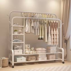 Extra Thick and Sturdy Simple Clothes Rack, Freestanding for Home Use in Bedroom or Balcony, Double Row Clothes Rod, Mobile Clothes Drying Rack Extra Thick and Sturdy Simple Clothes Rack, Freestanding for Home Use in Bedroom or Balcony, Double Row Clothes Rod, Mobile Clothes Drying Rack