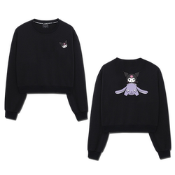 Kuromi Baku couple's best friend sports customizable ins super fashionable short high waisted round neck sweatshirt for girls Kuromi Baku couple's best friend sports customizable ins super fashionable short high waisted round neck sweatshirt for girls