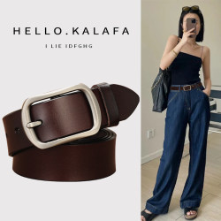 Women's Genuine Leather Belt 2025 New Model Pin Buckle Wide Belt Vintage Fashion Versatile Decorative Accessory for Black Jeans Women's Genuine Leather Belt 2025 New Model Pin Buckle Wide Belt Vintage Fashion Versatile Decorative Accessory for Black Jeans