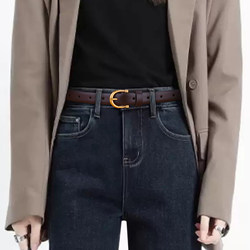 Vgxoue Women's Genuine Leather Belt Casual Copper Buckle Top Layer Cowhide Belt Women's Jeans Belt Thin Decorative Versatile Vgxoue Women's Genuine Leather Belt Casual Copper Buckle Top Layer Cowhide Belt Women's Jeans Belt Thin Decorative Versatile