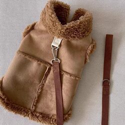 Dog Clothing Small Dog Warm Versatile Suede Traction Vest Cat Jacket Thickened Teddy Pet Dog Clothing Small Dog Warm Versatile Suede Traction Vest Cat Jacket Thickened Teddy Pet