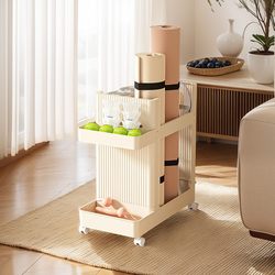 Meishida Yoga Mat with Wheels, Home Dumbbell Exercise Equipment Tool Organizer, Movable Storage Rack Meishida Yoga Mat with Wheels, Home Dumbbell Exercise Equipment Tool Organizer, Movable Storage Rack