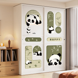Meishida Panda Cream Style Sliding Door Wardrobe for Home Bedroom Stainless Steel Small Apartment Wardrobe Iron Art Storage Cabinet Meishida Panda Cream Style Sliding Door Wardrobe for Home Bedroom Stainless Steel Small Apartment Wardrobe Iron Art Storage Cabinet
