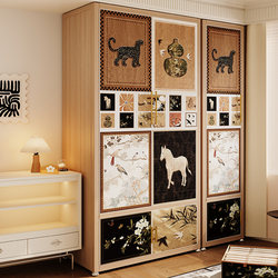 Mershida Wood Grain Wardrobe with Cabinet Door Antique Small Apartment Carbon Steel Iron Leather Wardrobe Integrated Clothes Storage Cabinet Mershida Wood Grain Wardrobe with Cabinet Door Antique Small Apartment Carbon Steel Iron Leather Wardrobe Integrated Clothes Storage Cabinet