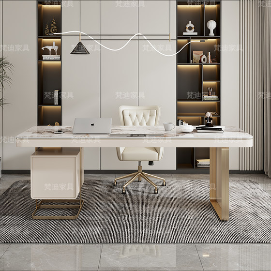 Desk light luxury modern high-end Italian rock slab desk designer computer desk home adult study writing desk 
Desk light luxury modern high-end Italian rock slab desk designer computer desk home adult study writing desk