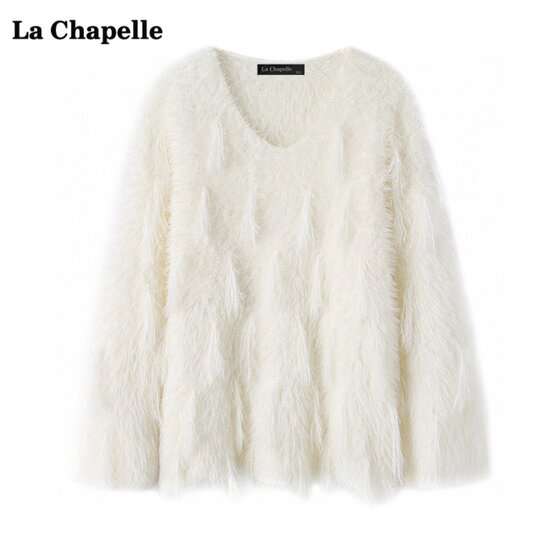 La Chapelle/La Chapelle celebrity style V-neck sweater for women in autumn and winter new loose mohair sweater 
La Chapelle/La Chapelle celebrity style V-neck sweater for women in autumn and winter new loose mohair sweater