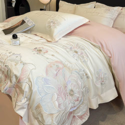 High-End Light Luxury 200-Thread Count A-Grade Maternal and Infant-Grade Four-Piece Set with a Sense of Sophistication, Floral Embroidery Duvet Cover, Bed Sheet, Fitted Sheet, Bedding High-End Light Luxury 200-Thread Count A-Grade Maternal and Infant-Grade Four-Piece Set with a Sense of Sophistication, Floral Embroidery Duvet Cover, Bed Sheet, Fitted Sheet, Bedding
