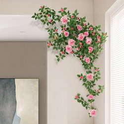 Artificial Rose Vines for Living Room, Indoor Balcony, Air Conditioning Ducts, Courtyard Decoration, Fake Flower Vines, Wall Hanging Green Plants Artificial Rose Vines for Living Room, Indoor Balcony, Air Conditioning Ducts, Courtyard Decoration, Fake Flower Vines, Wall Hanging Green Plants