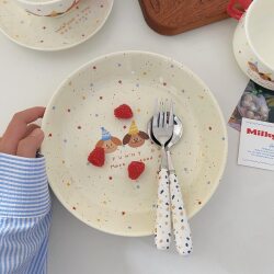 Creative Polka Dot Puppy Ceramic Plate, High-End Tableware for Home Use, Cute Children's Special Divided Plate, Breakfast Plate Creative Polka Dot Puppy Ceramic Plate, High-End Tableware for Home Use, Cute Children's Special Divided Plate, Breakfast Plate