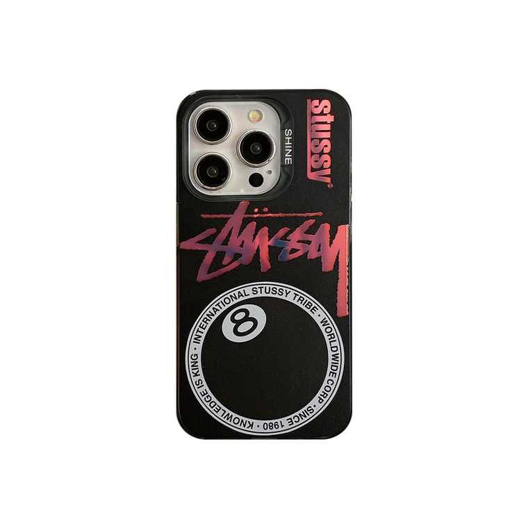 Stussy Black White Orange Logo 8-Ball iPhone Case