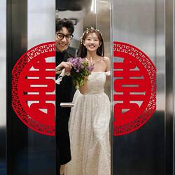 Wedding Elevator Door Double Happiness Stickers for Wedding Decoration, Special Decoration Supplies for Wedding Room and Double-Door Wedding Celebrations Wedding Elevator Door Double Happiness Stickers for Wedding Decoration, Special Decoration Supplies for Wedding Room and Double-Door Wedding Celebrations