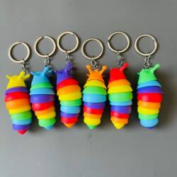 Cross-border new rainbow-colored caterpillar keychain play decoration dual-purpose pendant novel decompression slug toy Cross-border new rainbow-colored caterpillar keychain play decoration dual-purpose pendant novel decompression slug toy