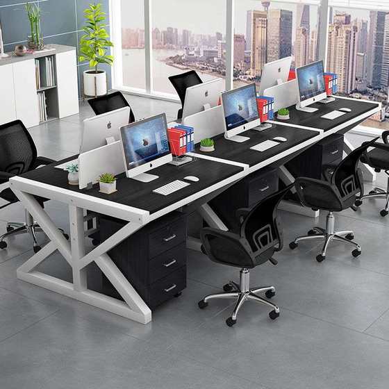 Employee desk Employee table and chair simple modern office furniture 2/6 4 4 4 -person screen combination work position Employee desk Employee table and chair simple modern office furniture 2/6 4 4 4 -person screen combination work position