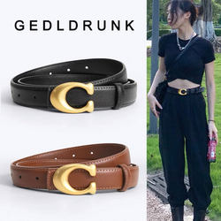 Women's Belt Genuine Leather Easiest for match Decorative Suit Trouser Belt Denim with C- Buckle Cowhide Letter Belt Popular ins Black Women's Belt Genuine Leather Easiest for match Decorative Suit Trouser Belt Denim with C- Buckle Cowhide Letter Belt Popular ins Black