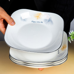 4-Piece Set of Square Ceramic Deep Plates for Home Use, Microwave-Safe Dish Plates, Creative Plates, 2023 New Trendy Dishware 4-Piece Set of Square Ceramic Deep Plates for Home Use, Microwave-Safe Dish Plates, Creative Plates, 2023 New Trendy Dishware