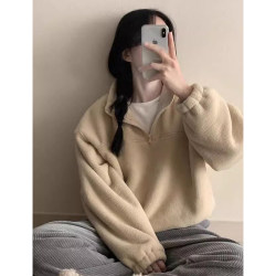 Simple and stylish stand-collar half-zip polar fleece sweatshirt Simple and stylish stand-collar half-zip polar fleece sweatshirt