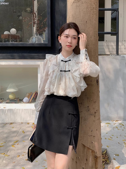 South Korea Chic spring new Chinese printed chiffon shirt+high waist bag hip skirt two -piece female
South Korea Chic spring new Chinese printed chiffon shirt+high waist bag hip skirt two -piece female