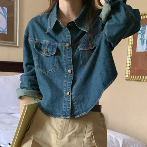 Korean chic autumn retro versatile lapel open-line design double pocket single-breasted long-sleeved washing denim jacket
Korean chic autumn retro versatile lapel open-line design double pocket single-breasted long-sleeved washing denim jacket