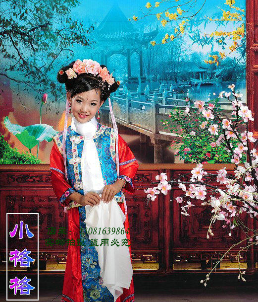 儿童古装 影楼服饰 舞台演出服/古代旗装/清朝小格格小燕子紫