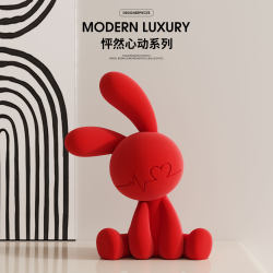 Sitting Rabbit Red Ornament for Living Room Entrance, Wine Cabinet, Tv Cabinet Background, Niche High-End Home Soft Decoration Sitting Rabbit Red Ornament for Living Room Entrance, Wine Cabinet, Tv Cabinet Background, Niche High-End Home Soft Decoration