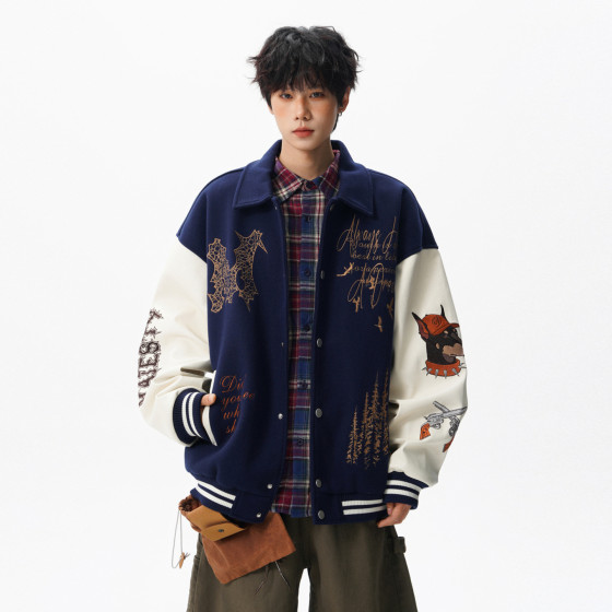 Wukong has goods American heavy industry embroidery splicing contrasting color baseball uniform jacket men's trendy brand high street couple lapel jacket 
Wukong has goods American heavy industry embroidery splicing contrasting color baseball uniform jacket men's trendy brand high street couple lapel jacket