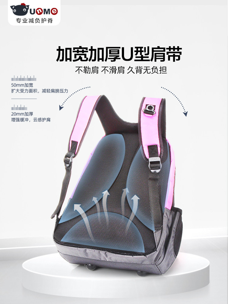 Unme School Bag for Grades 3-5 Lightweight Spine Protection