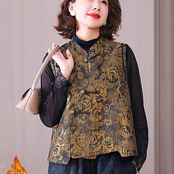 Chinese style vest women 2025 autumn and winter new Chinese style high-end fashion style outerwear cotton vest horse clip vest jacket Chinese style vest women 2025 autumn and winter new Chinese style high-end fashion style outerwear cotton vest horse clip vest jacket