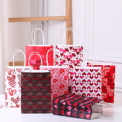 Chinese Valentine's Day Gift Packaging Bag Heart-Shaped Love Tote Bag Gift Souvenir Red Eco-Friendly Kraft Paper Bag Chinese Valentine's Day Gift Packaging Bag Heart-Shaped Love Tote Bag Gift Souvenir Red Eco-Friendly Kraft Paper Bag
