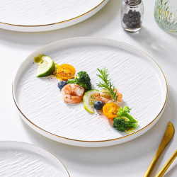 Ceramic Household Round Plate with a High-End Stone Pattern, Steak Plate, Pasta Plate, Western-Style Plate, Salad Plate, Presentation Plate, Tableware Ceramic Household Round Plate with a High-End Stone Pattern, Steak Plate, Pasta Plate, Western-Style Plate, Salad Plate, Presentation Plate, Tableware