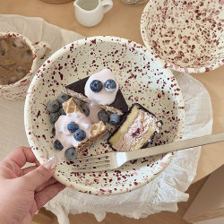 Laomai【 LAOSHU 】 ins Ink-Splashed Enamel Round Breakfast Plate, Baking Dish, Soup Plate, Vegetable Plate, Dessert Plate, Fruit Plate Laomai【 LAOSHU 】 ins Ink-Splashed Enamel Round Breakfast Plate, Baking Dish, Soup Plate, Vegetable Plate, Dessert Plate, Fruit Plate