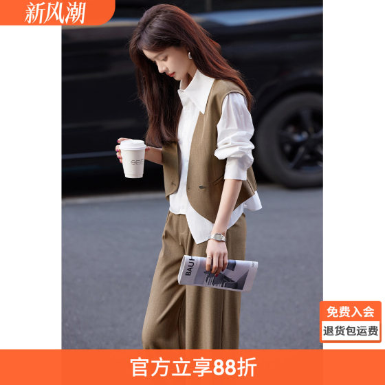 Mo Hanyimei's capable and elegant commuting vest wide-leg pants two-piece 2025 early spring new design women's suit
Mo Hanyimei's capable and elegant commuting vest wide-leg pants two-piece 2025 early spring new design women's suit